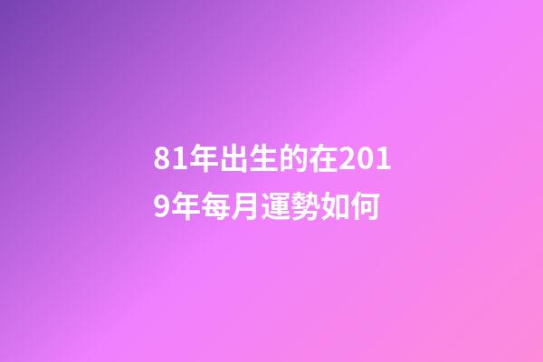 81年出生的在2019年每月運勢如何 (81年屬什么今年每月運勢)-第1張-觀點-玄機派